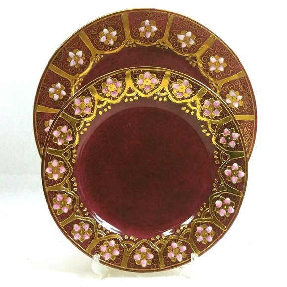 Decorative Dinner Salad Plate Vase set Toyo Orig Decal Moriage Relief Texture - Picture 8 of 10